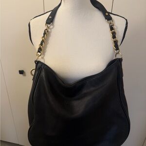 Audrey Brooke Black Hobo Bag with Gold Chain